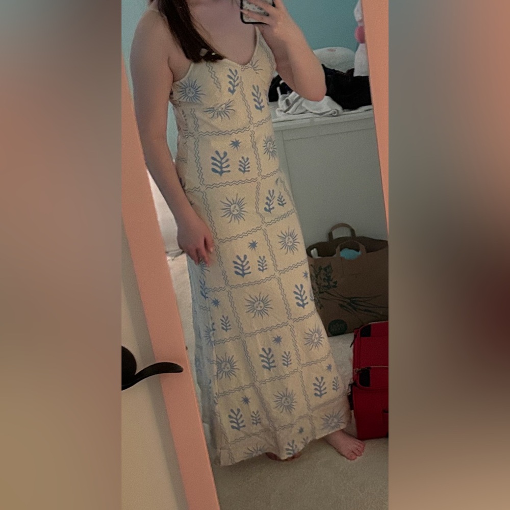 COCO maxi slip dress - BLUE CREAM Petal+Pup NWT